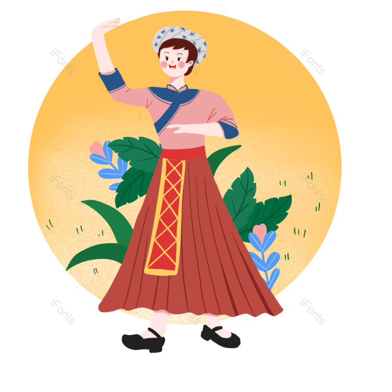 民族风图片,少数民族元素,插画PNG,卡通人物免抠素材